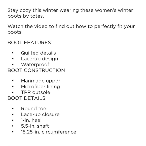 Totes woman’s Laurie Quilted Lace Up Waterproof Rain Ankle Boot Tan Black 8 - Picture 8 of 8